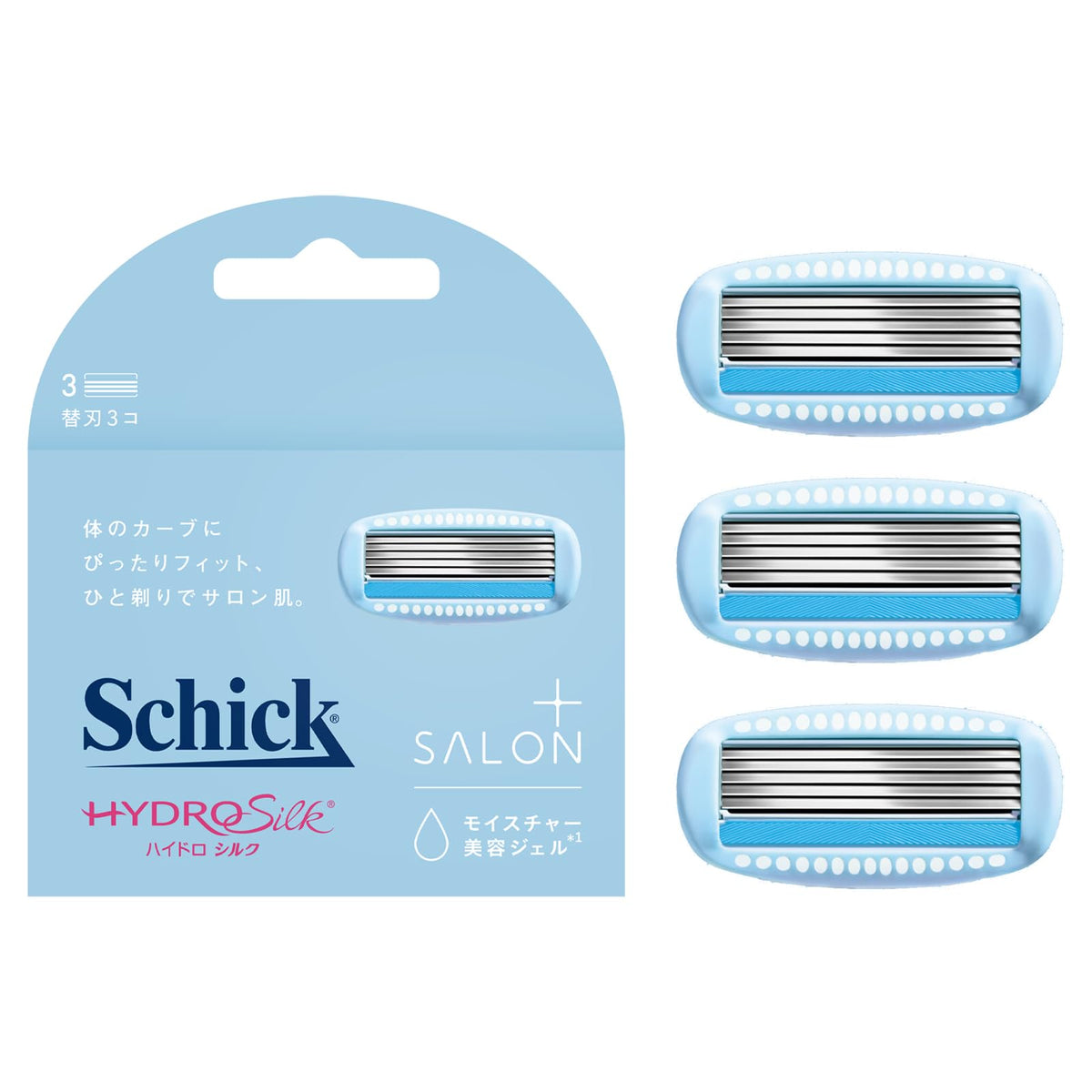 Schick Hydro Silk Salon Plus Replacement Blades, Pack of 3, 5-Blade Cartridges with Moisture Gel and Skin Guard for Women's Razor, White