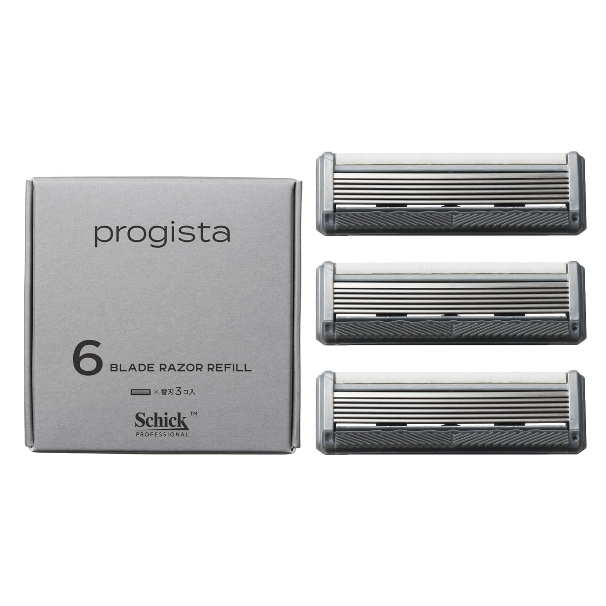 Schick Progista 6-Blade Razor Refill Cartridges, 3 Count, Diamond-Coated Premium Blades from Solingen, Germany, Men's Razor Blades with Design Cutter