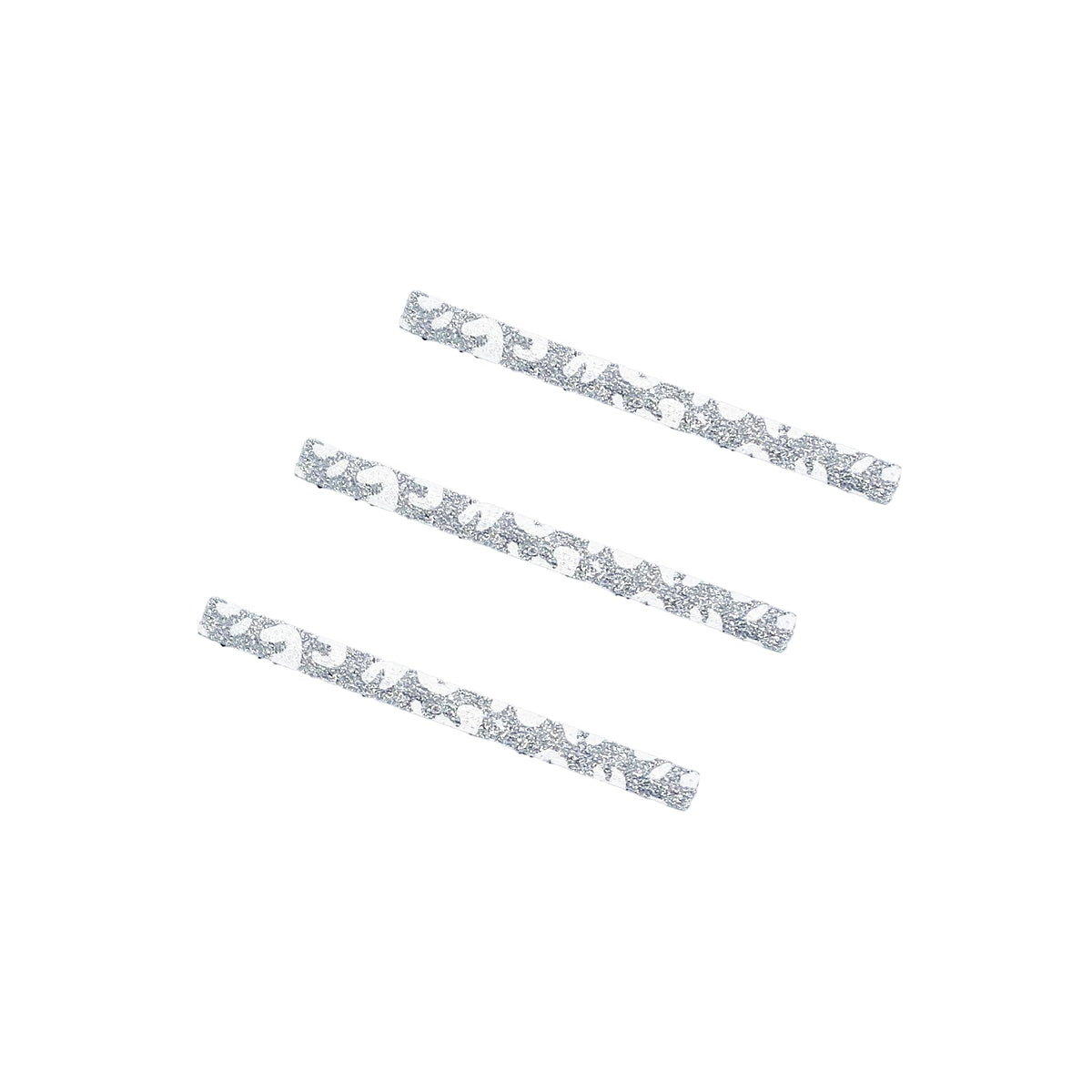 Glitter Pattern Slim Rectangle No-Crease Hair Clips for Bangs, 74 x 5.8 mm, Made in Japan, Sets of 3 or 8 Colors