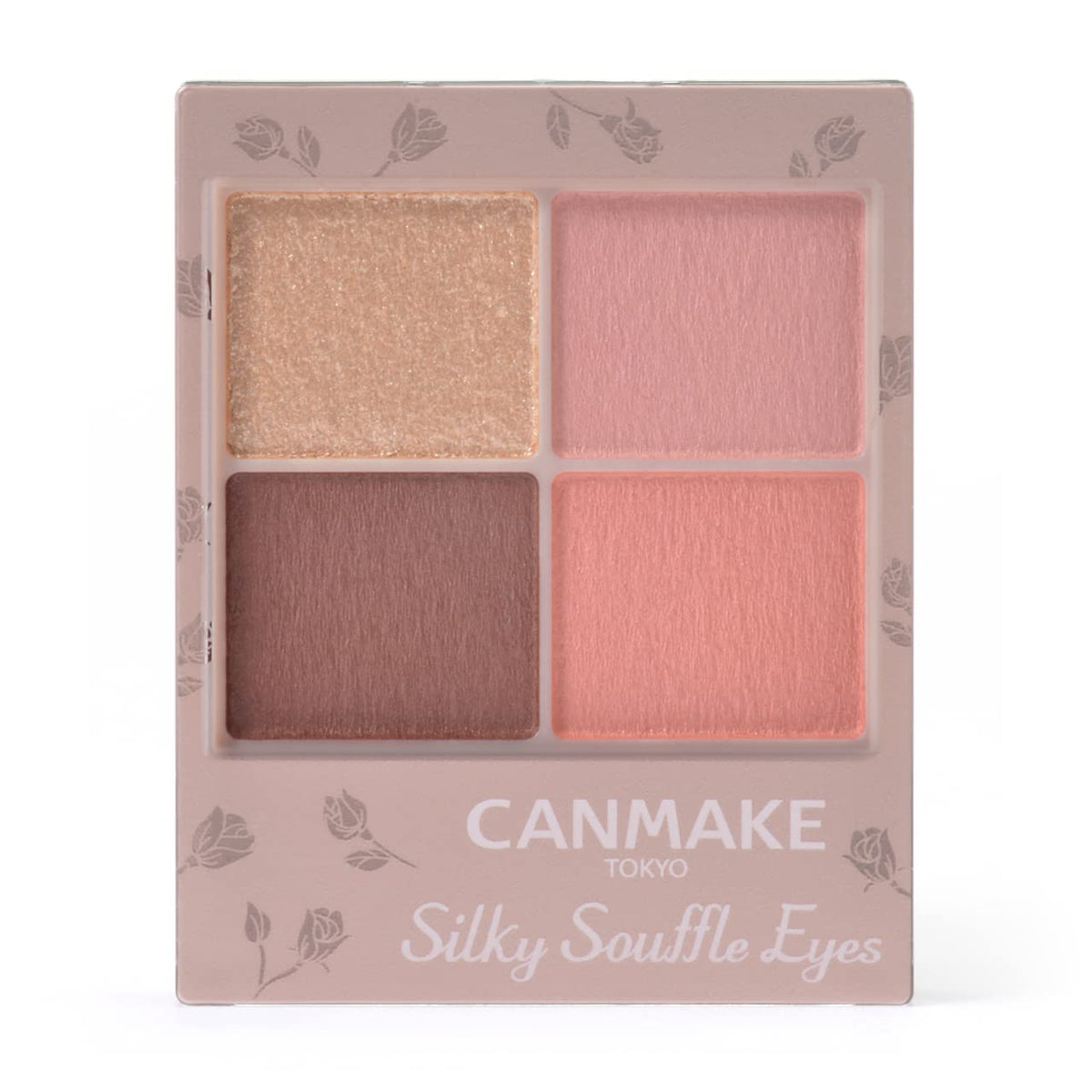 Canmake Silky Souffle Eyes Matte Type, Sheer Matte Four-Colour Eyeshadow Palette with Fine Glitter and Beauty-Serum Ingredients, 3.8 g