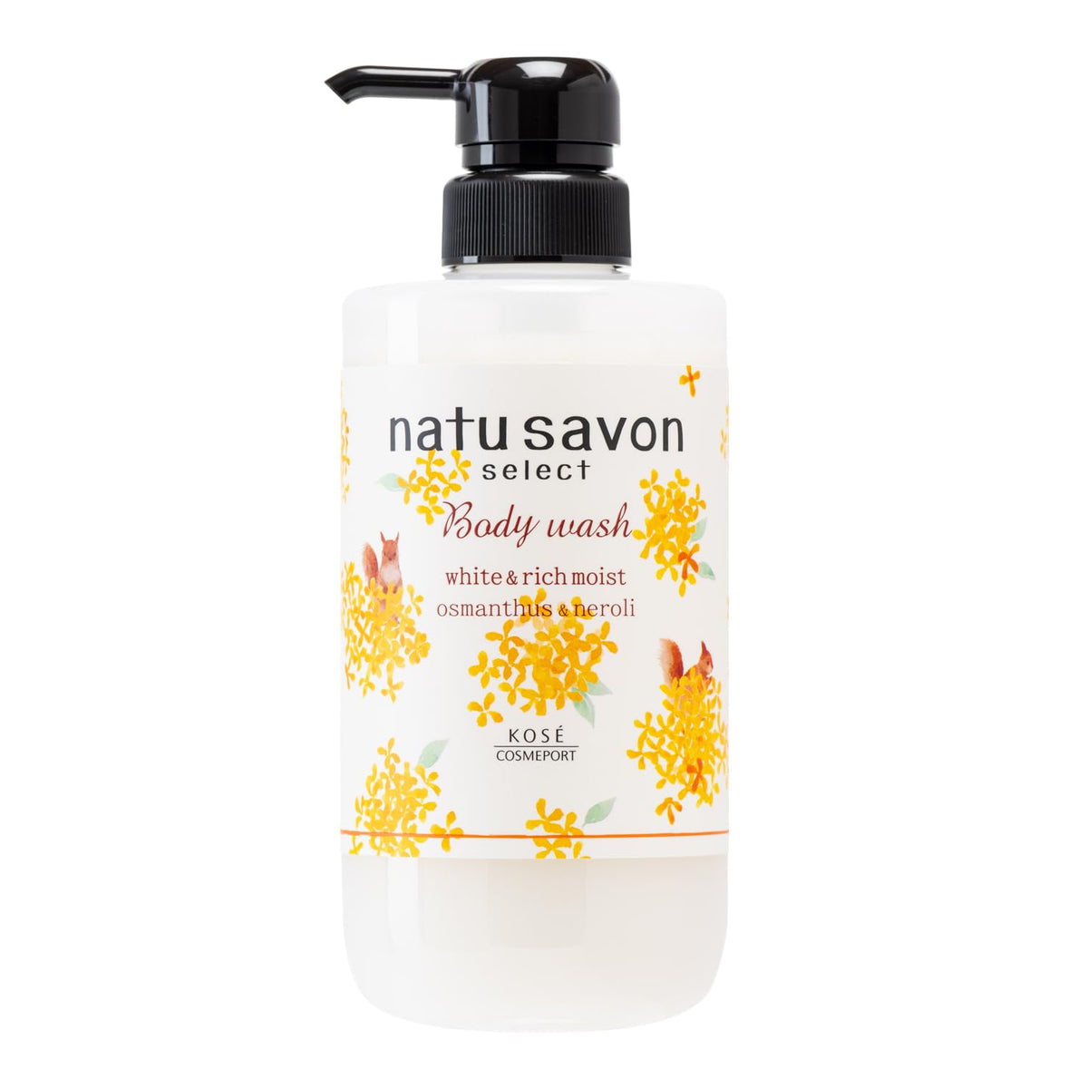 Softymo Natu Savon Select White Body Wash Rich Moist, Osmanthus and Neroli Scent Botanical Foaming Body Soap, 500 mL Pump