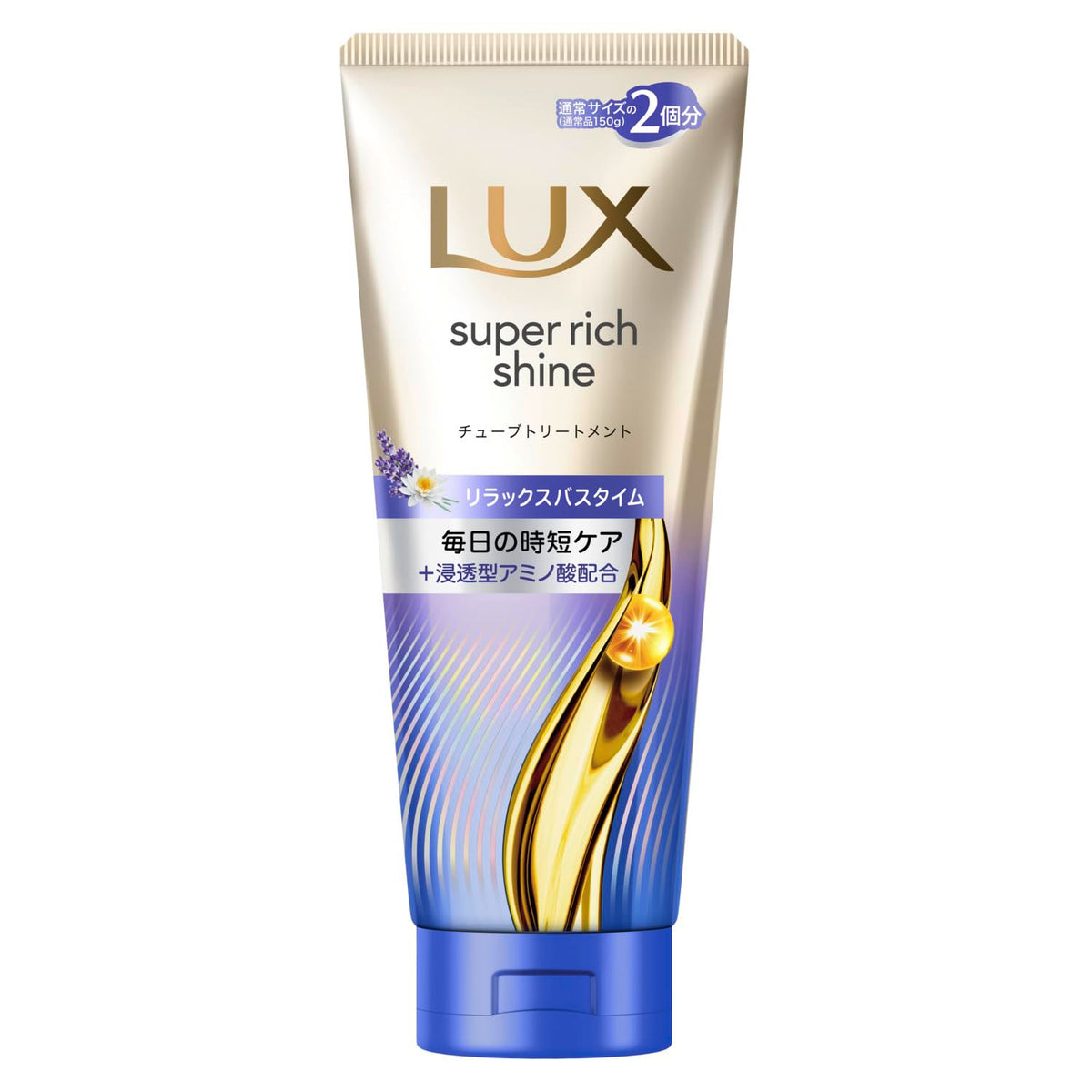 LUX Super Rich Shine Relax Bath Time Tube Treatment 300 g, Rinse-Off Hair Treatment with Silk and Argan Oil, Water Lily and Lavender Scent, About 2 Standard Sizes