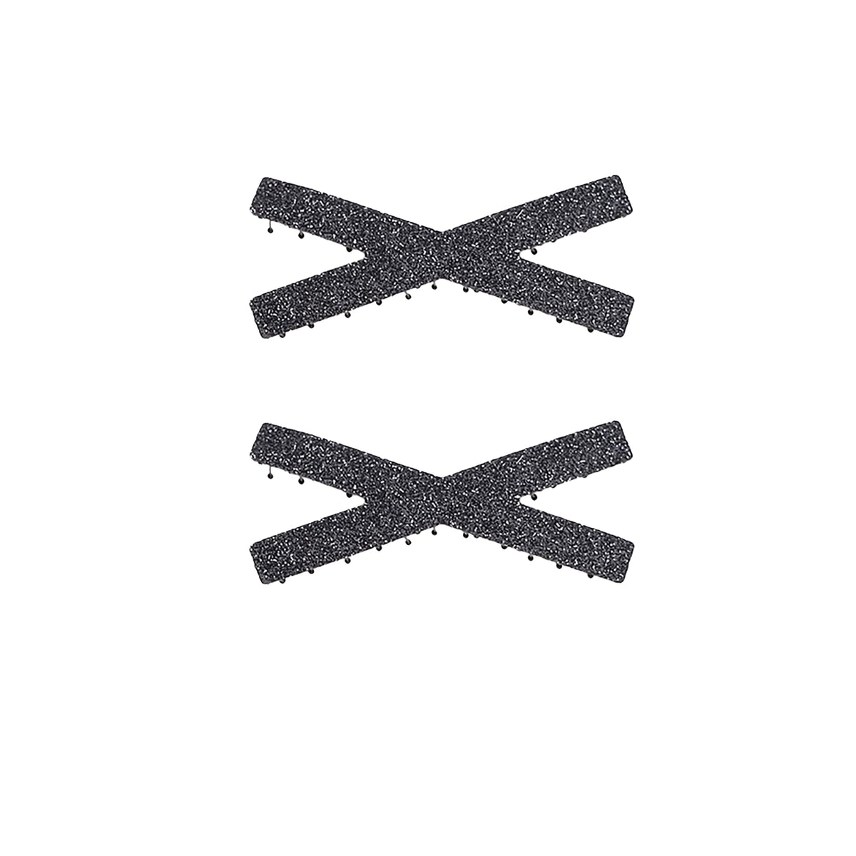 Cross X Mini No-Crease Hair Clips for Bangs, Set of 2, Made in Japan, 5 x 2.1 cm, in Plain, Velvet and Faux Leather Fabrics
