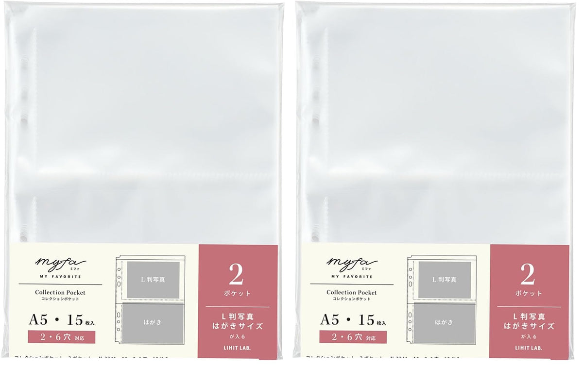 Lihit Lab myfa Collection Pocket Pages for A5 Binders, Trading Card, Photo, Sticker, Badge, Acrylic Stand and Mini Zip Types, Polypropylene or PVC, 104 g to 13 g