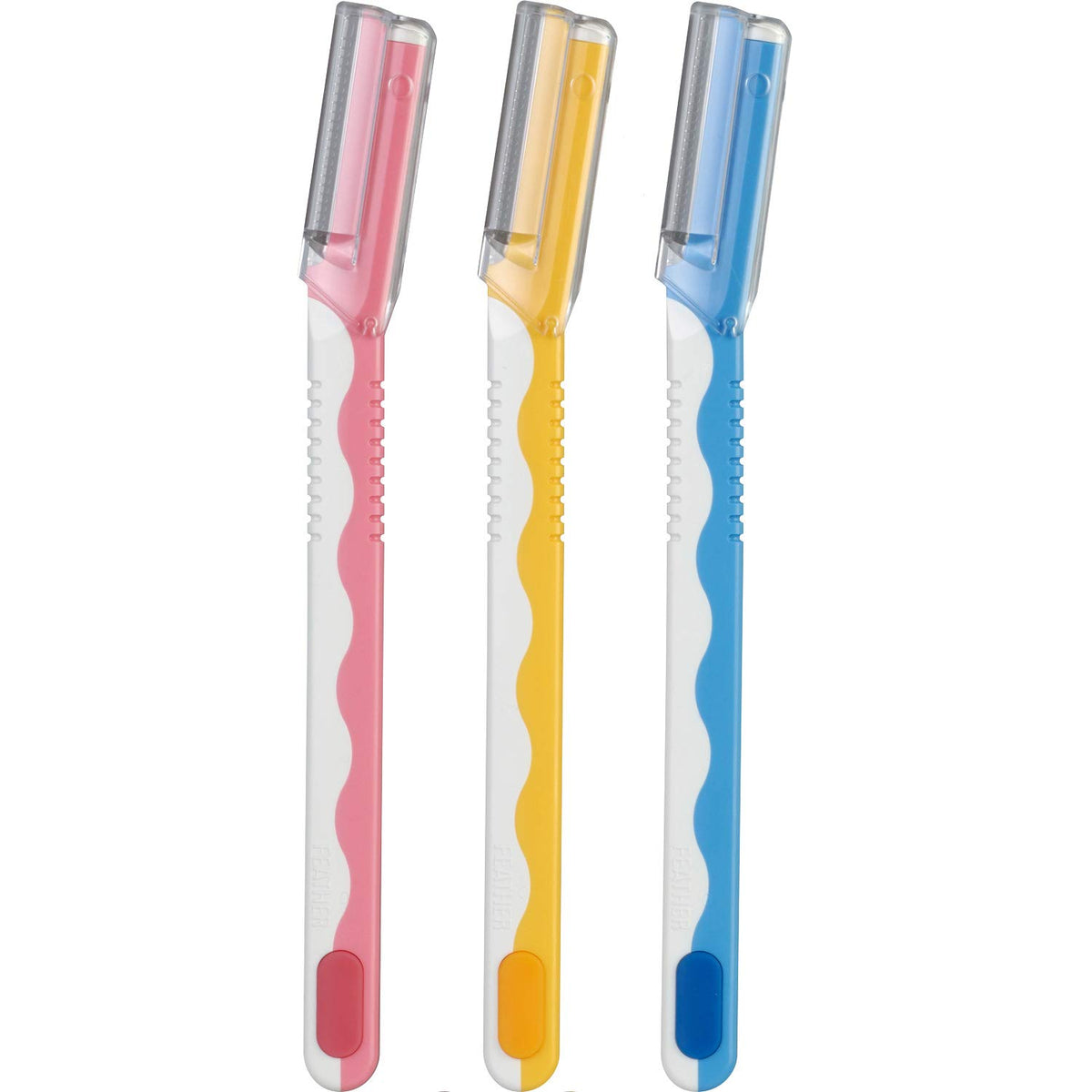 Feather Piany L Facial Touch-Up Razor with Safety Guards, 9 Razors (3 Packs of 3), Made in Japan
