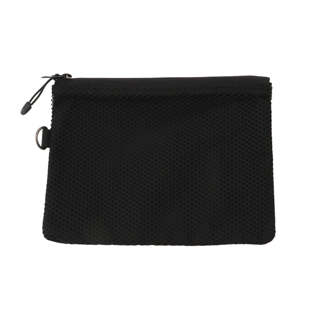 MUJI Polyester Double Zip Case M, Mesh Pouch about 13.5 x 19 cm with Zip Pull Ring, Pink, Grey, Khaki or Black