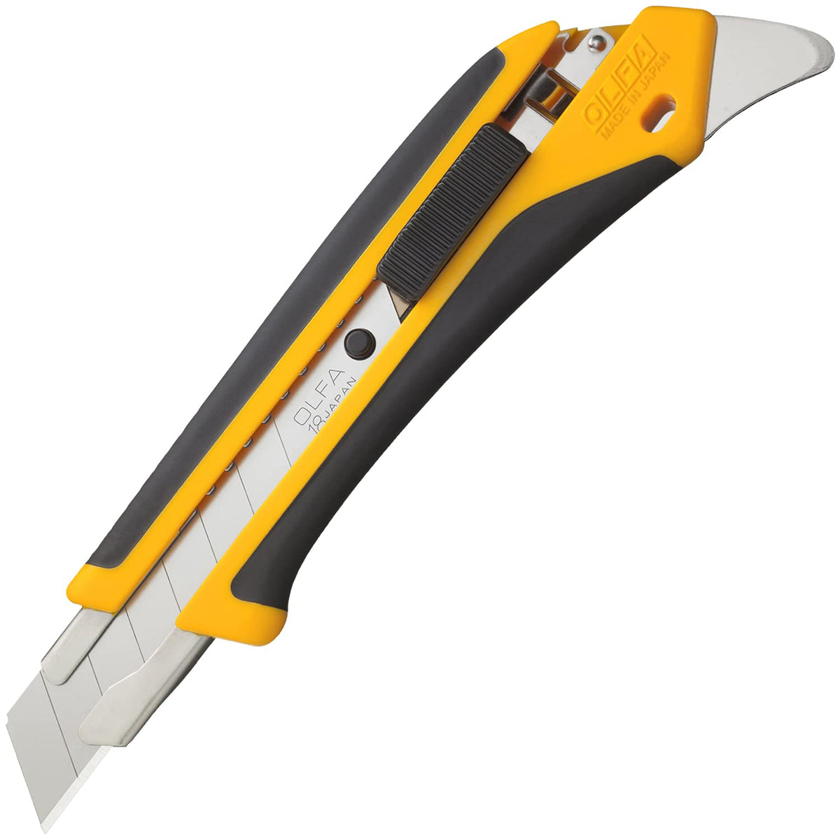 OLFA Large Utility Knife Hyper AL 193B, Auto-Lock Cutter with Rubber Grip and Claw for Opening Paint Cans, Large Replaceable Blades, 168 x 51 x 21 mm, 1 or 2 Cutters