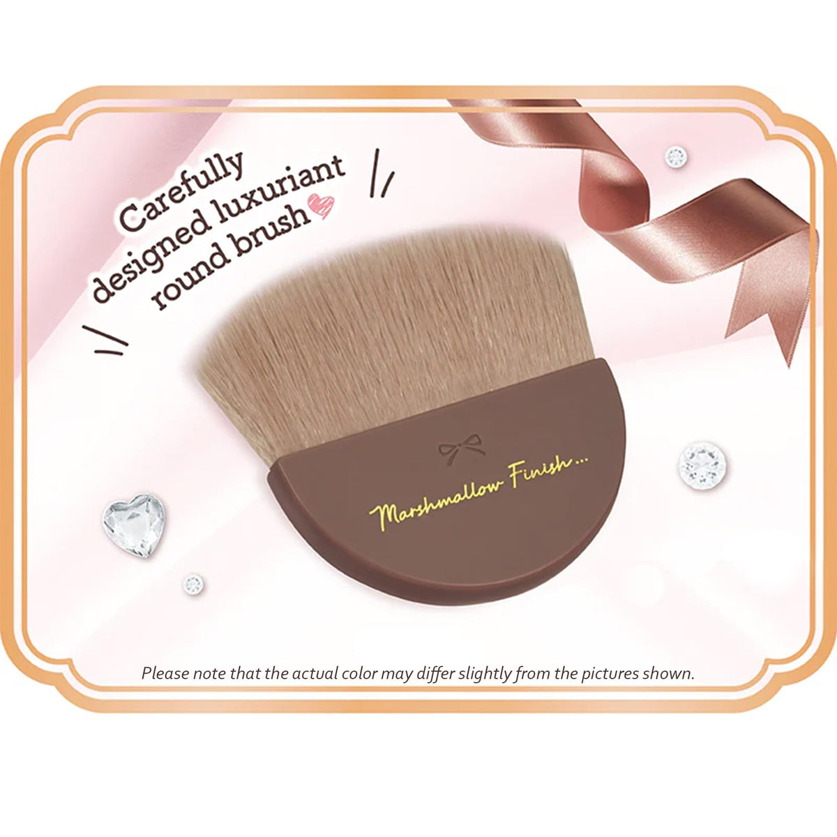 Canmake Marshmallow Finish Powder Brush, Compact Round Face Brush that Fits Inside the Powder Case for a Matte Skin Finish
