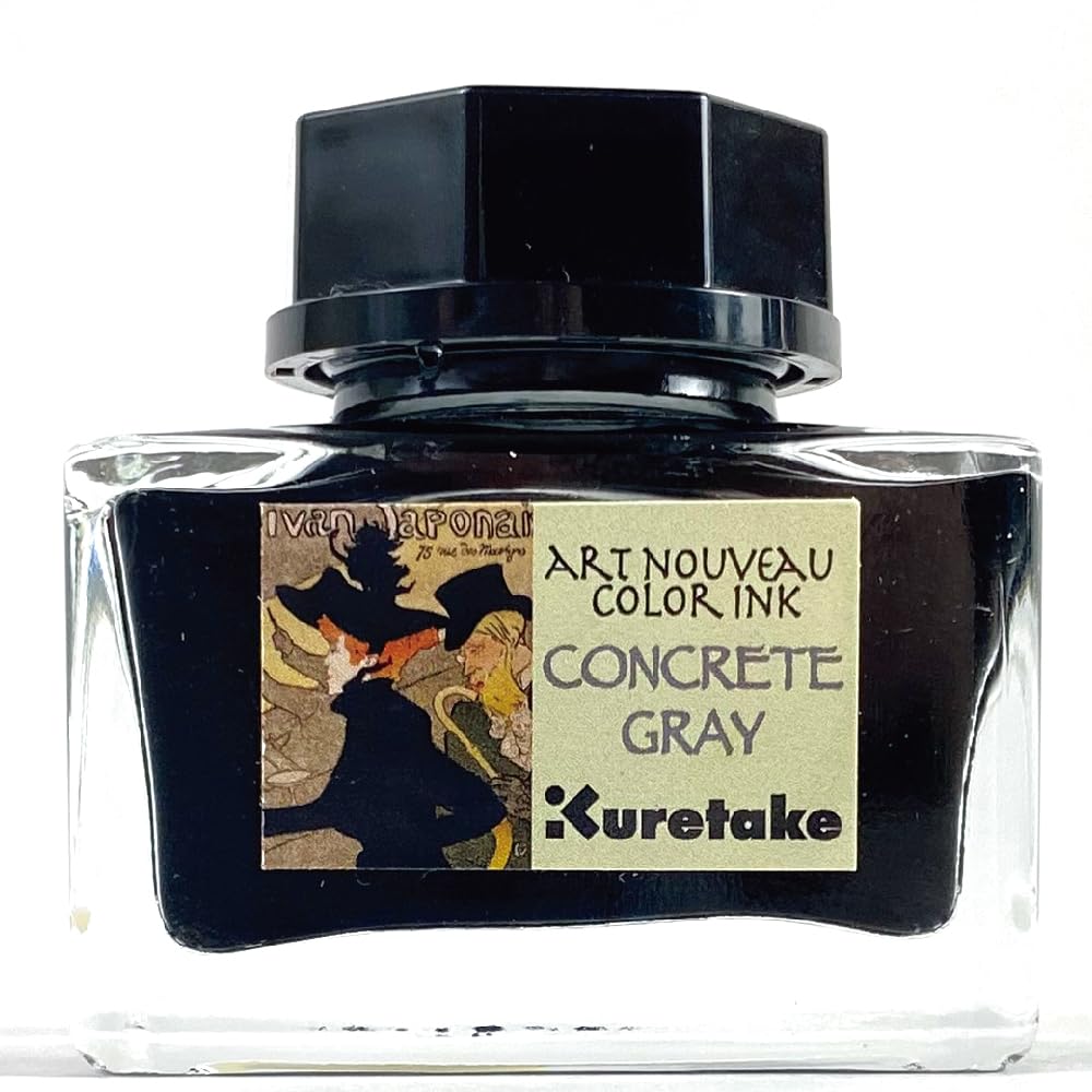 Kuretake ink-cafe Art Nouveau Color Ink, Water-Based Dye Ink for Fountain Pens and Brushes, 20 g Bottle 50 x 50 x 33 mm and 97 g, Old Rose, Concrete Gray, Mahogany Brown, Chrome Yellow, Zsolnay Green or Perkin Mauve