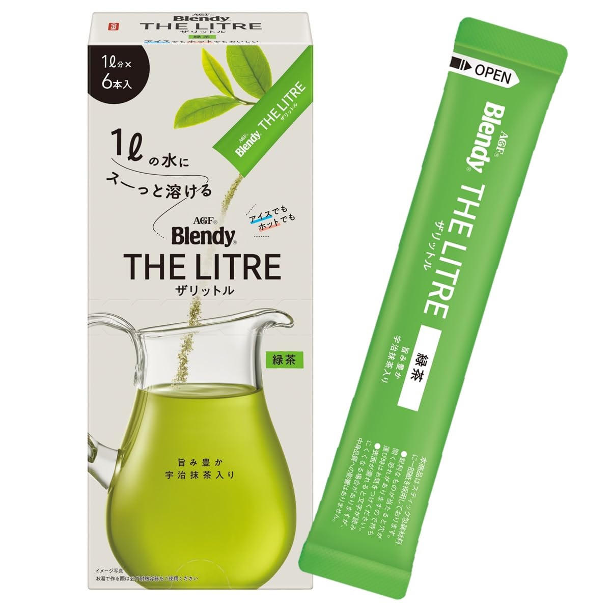 AGF Blendy The Litre Green Tea Instant Sticks, 6 Sticks Of 8 g, Each Makes 1 Litre, With Uji Matcha