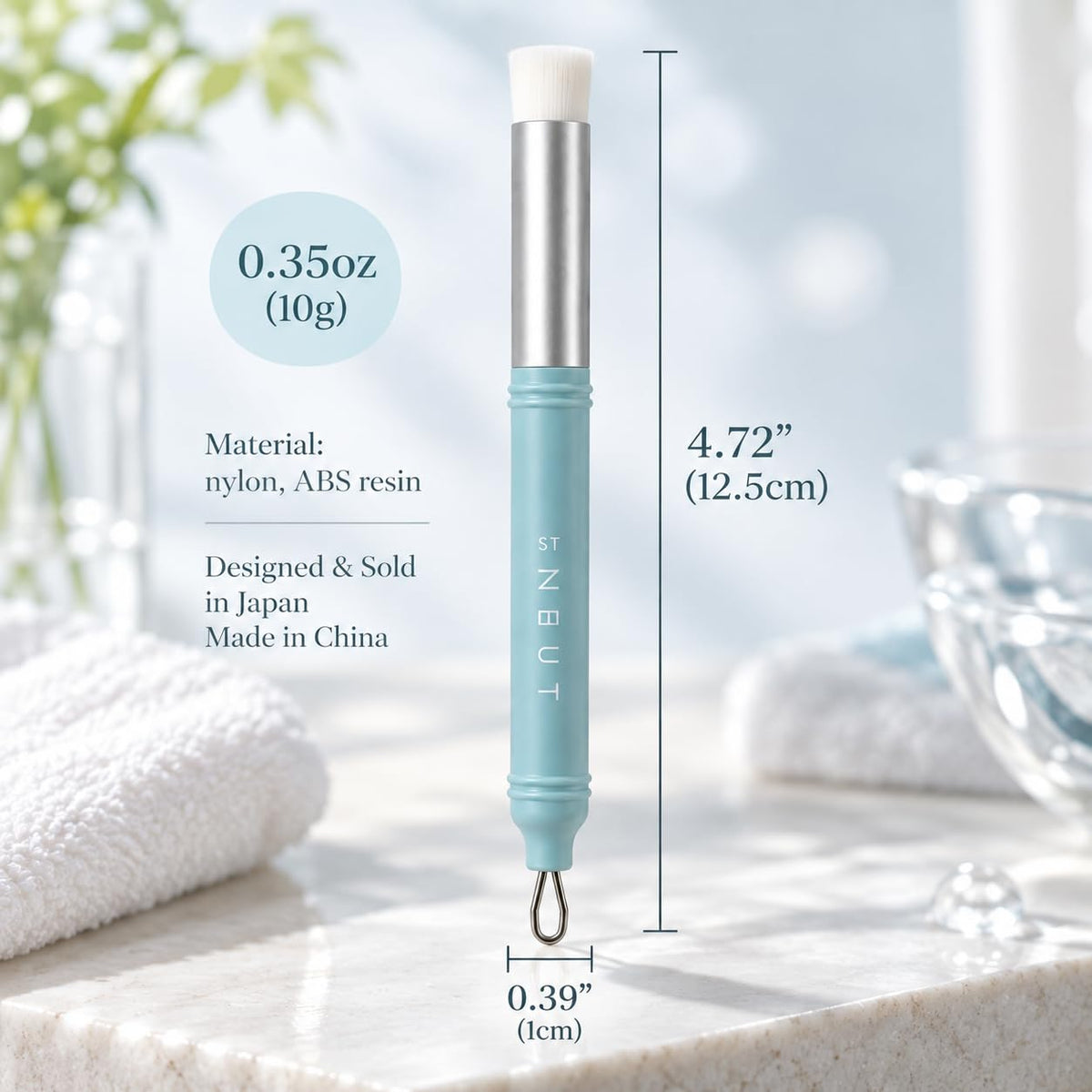 Facial Pore Cleansing Brush, Diamond-Shaped Face Wash Brush or Two-Way Nose Pore Brush with Comedone Loop, Designed in Japan, Made in China