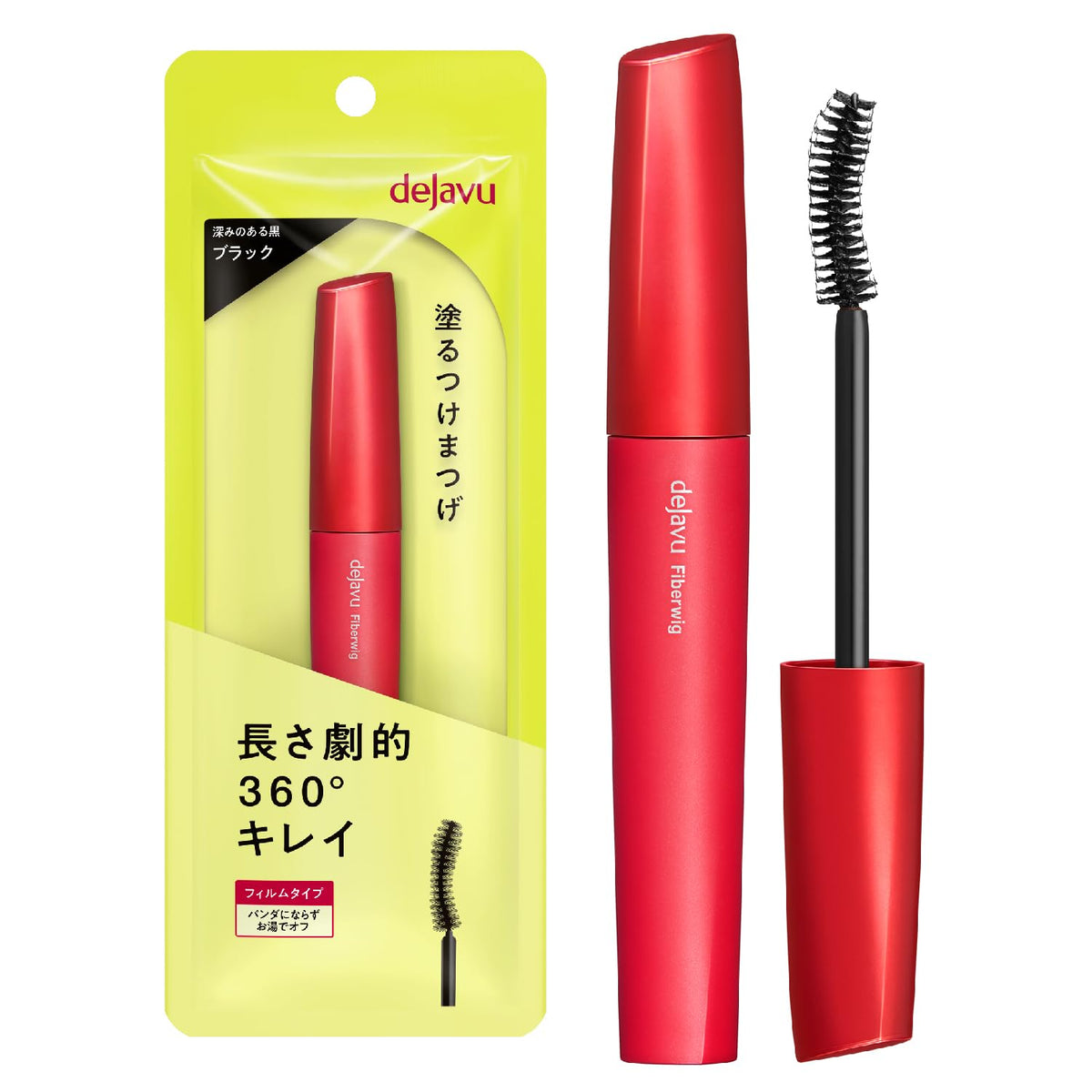 Dejavu Fiber Wig Ultra Long E 1 Black, Film and Fibre Lengthening Mascara, Washes Off with Warm Water