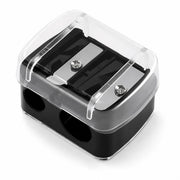 NooBML Cosmetic Pencil Sharpener with Lid, Two-Hole Mini Sharpener for 8 mm and 11 mm Eyebrow, Eyeliner and Lip Pencils, Black