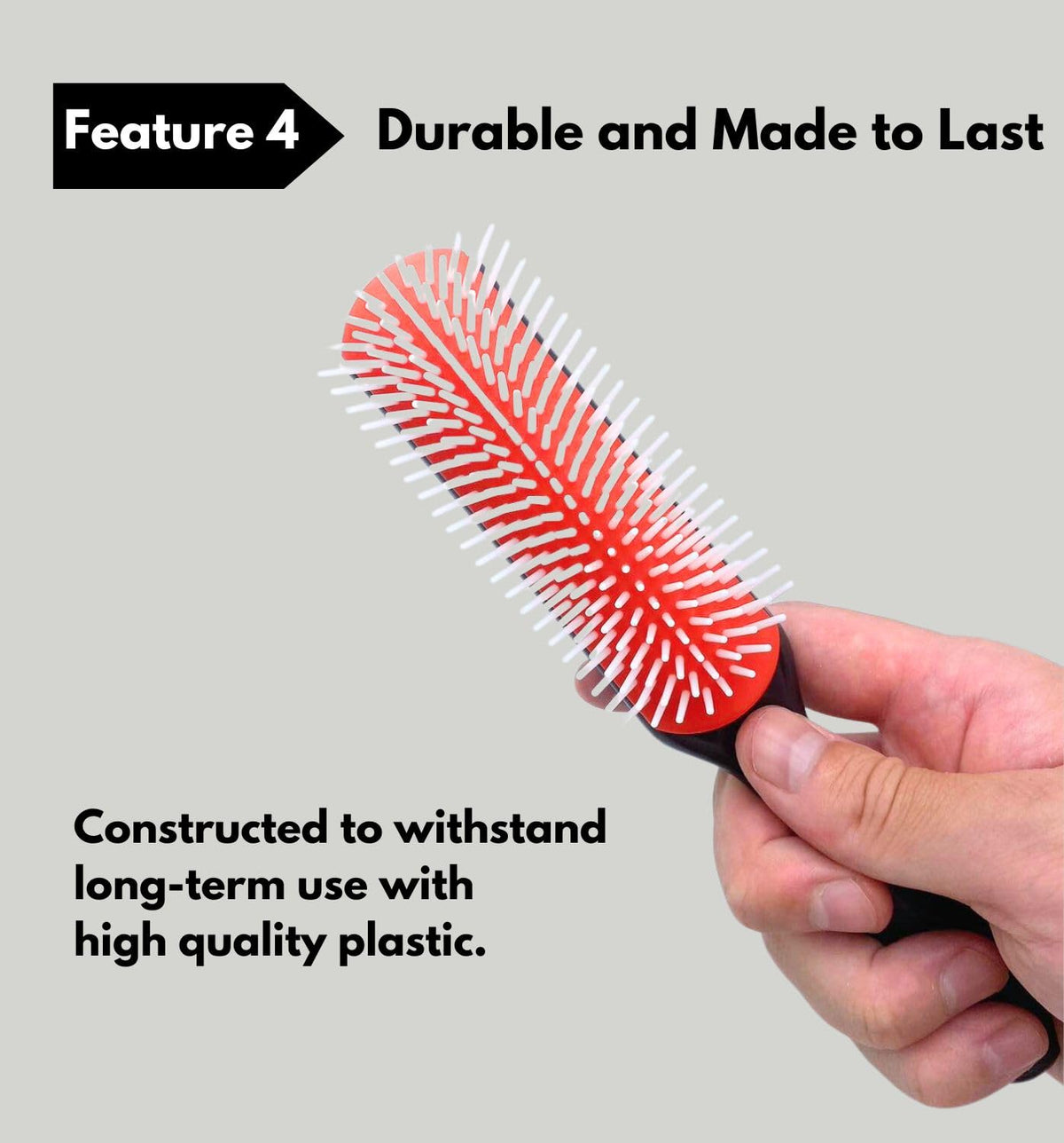 Nine-Row Detangling Hair Brush for Curly, Wavy and Thick Hair, Black Small Size, Pack of 1, Dry or Wet
