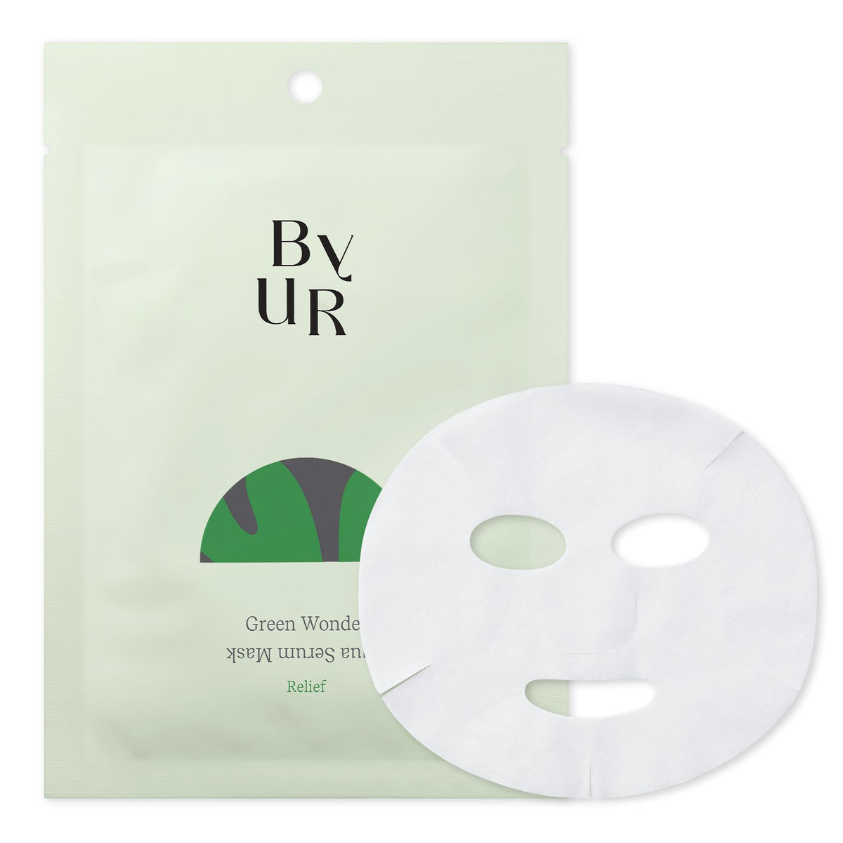 ByUR Soothing Green Aqua Serum Sheet Mask V1, Semi-Gel Face Mask with Tea Tree Extract, Centella and Mild LHA Acid for Oily and Pore-Prone Skin, 1 Sheet