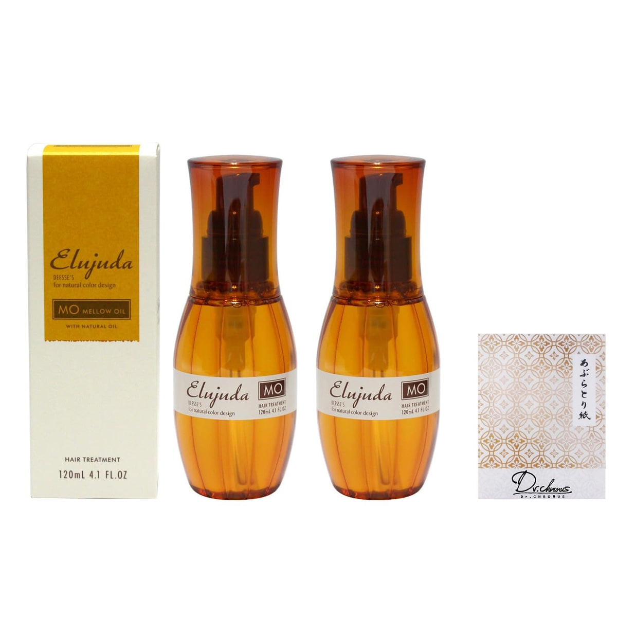 Milbon Deesse's Elujuda MO Mellow Oil Leave-In Hair Oil, 120 mL, Baobab and Argan Oil Hair Treatment