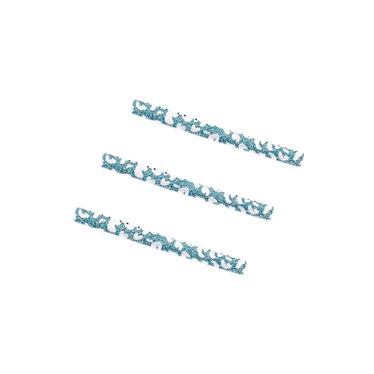 Glitter Pattern Slim Rectangle No-Crease Hair Clips for Bangs, 74 x 5.8 mm, Made in Japan, Sets of 3 or 8 Colors