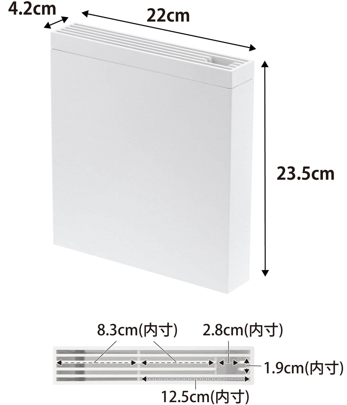 Yamazaki Tower Under-Sink Knife and Scissors Holder, Slim ABS Rack for 8 Knives and 1 Pair of Scissors with Washable Cover, 22 x 4.2 x 23.5 cm and 450 g, White