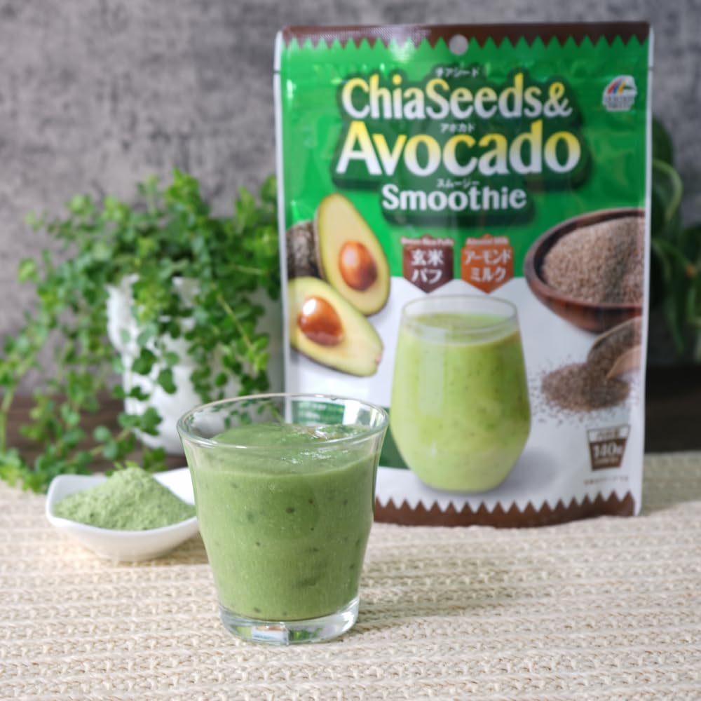 Chia Seeds and Avocado Smoothie Powder with Almond Milk and Kefir, 140 g for 14 Servings, Made in Japan