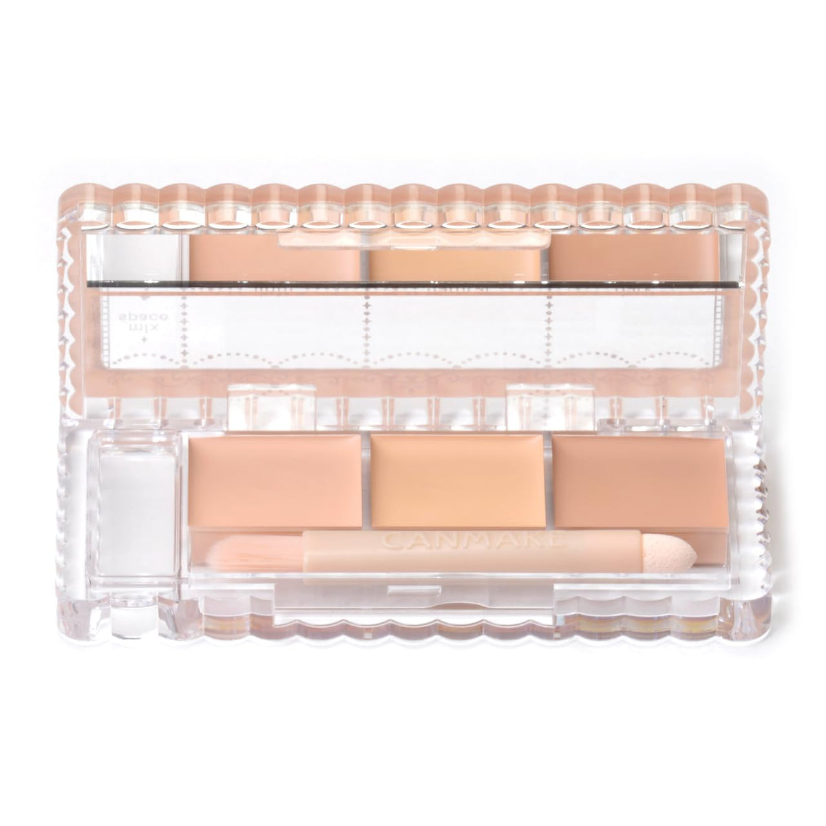 Canmake Color Mixing Concealer SPF50+ PA++++, Three-Colour Palette Concealer with Mix Space, Mirror, Tip and Brush, 3.9 g