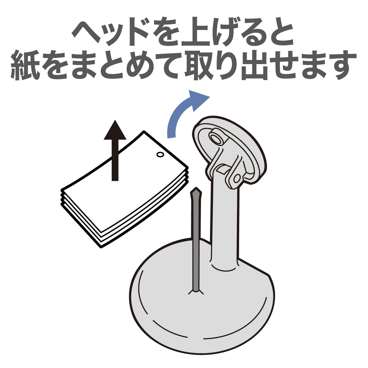 Open Kogyo Slip Spike SF-333 Small and SF-100 Large, Weighted Receipt Spindle with Rounded Needle Tip and Spring Head in Recycled ABS, Black or Blue, Single or Set of 2, Made in Japan