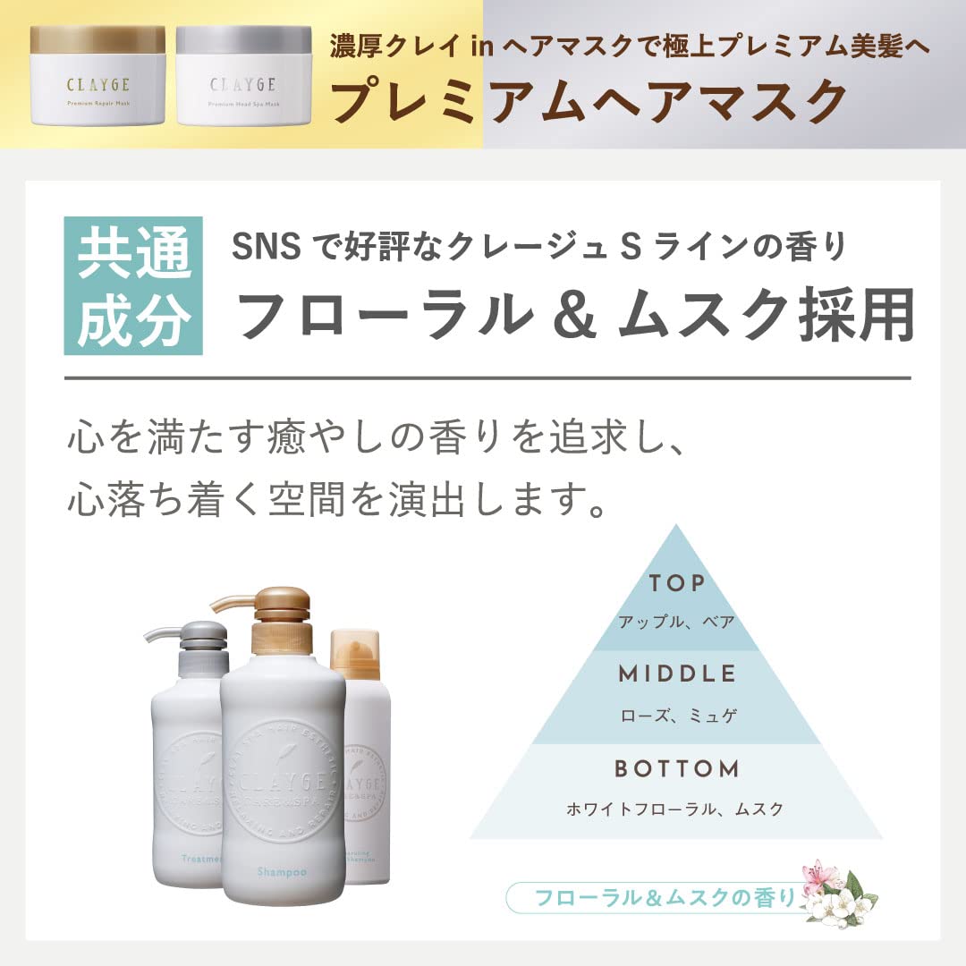Clayge Head Spa Mask, 170 g Warm-Cool Scalp and Hair Mask with Mineral Clay, CICA and Konjac Scrub, Floral Musk Scent