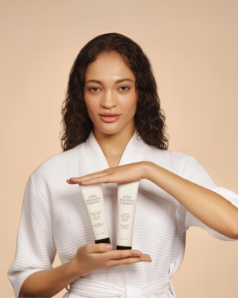 John Masters Organics Hydrate and Protect Hair Milk with Rose and Apricot, Leave-In Hair Treatment, 118 mL