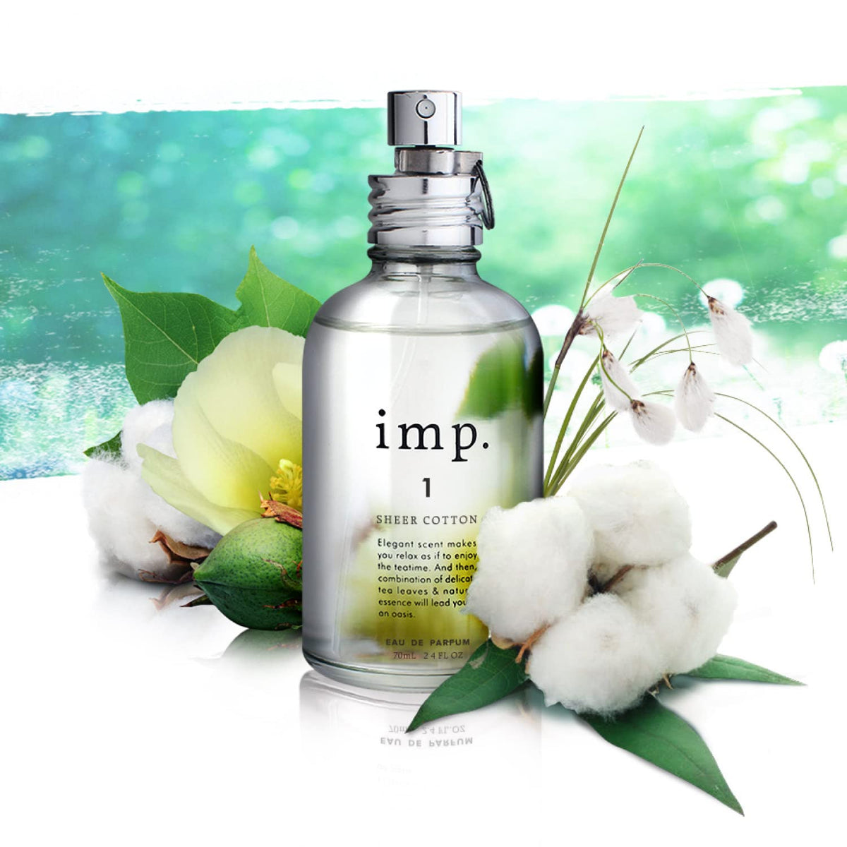 imp. 1 Sheer Cotton Eau de Parfum, Citrus Floral Woody Fragrance with Natural Essential Oils, Spray, 70 mL