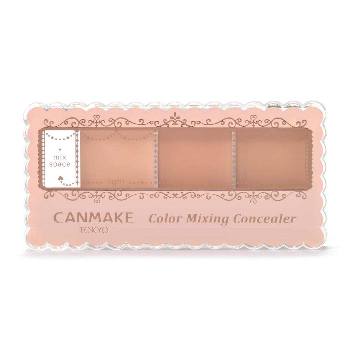 Canmake Color Mixing Concealer SPF50+ PA++++, Three-Colour Palette Concealer with Mix Space, Mirror, Tip and Brush, 3.9 g