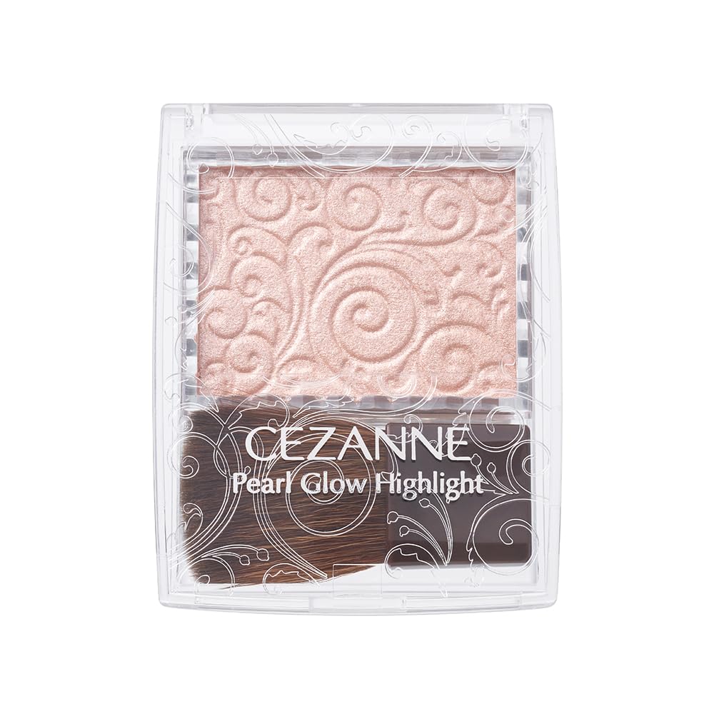 Cezanne Pearl Glow Highlight, High-Shine Pearl Powder Highlighter with Brush, 2.4 g