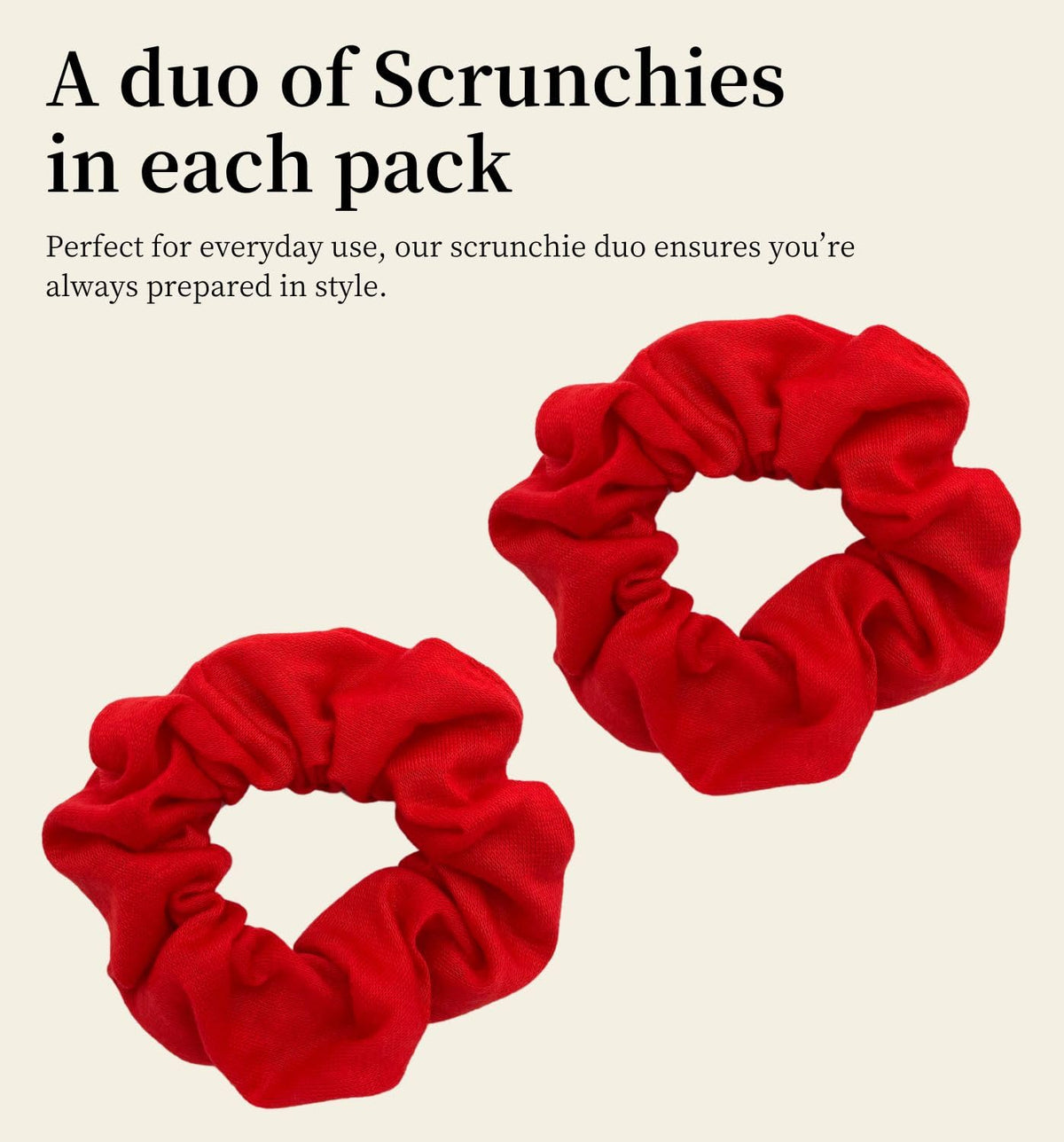 Soft Cotton Scrunchies, Pack of 2, for Women and Girls, Gentle Hair Ties for Thick Hair, Ponytails and Buns, 9.5 cm, Twelve Colors