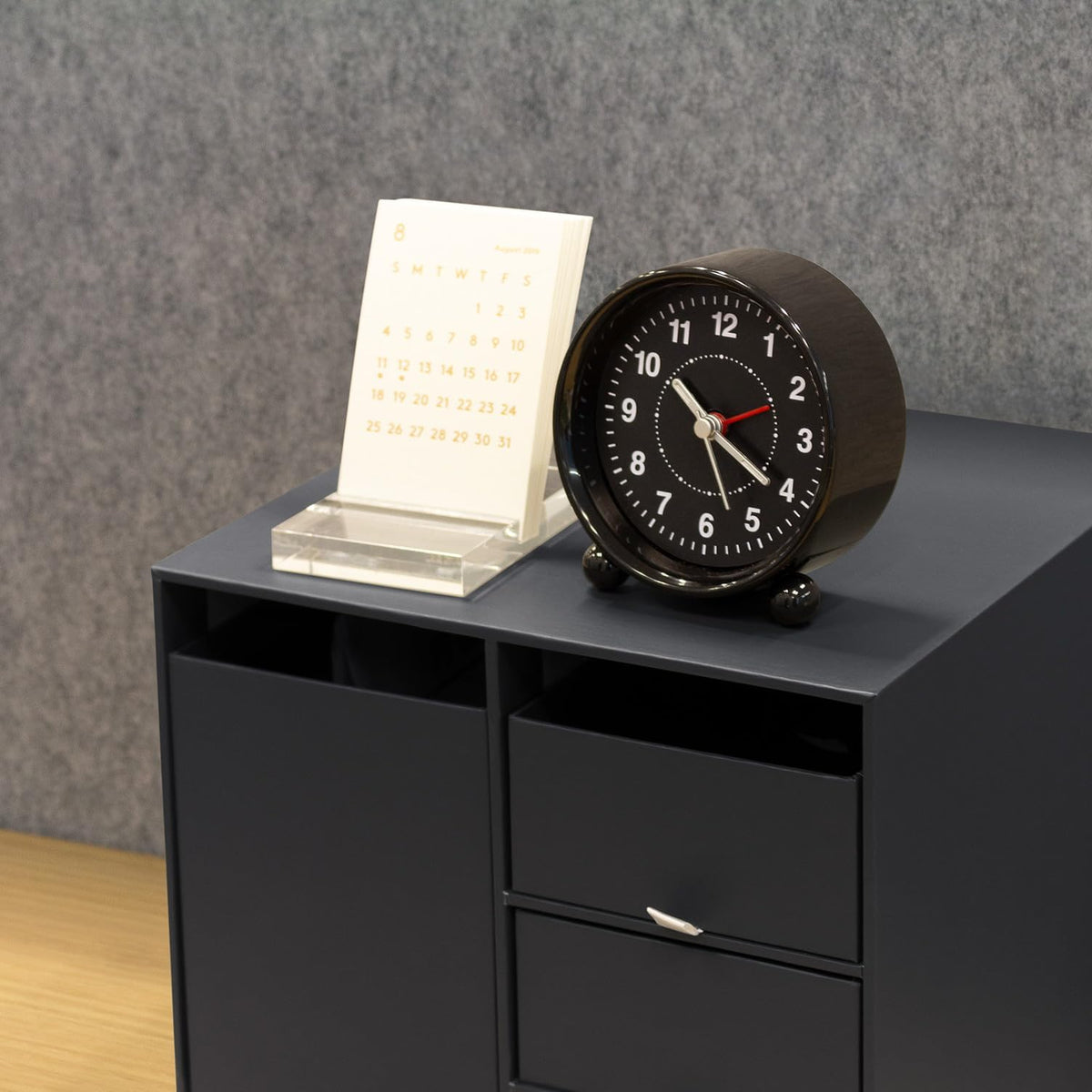 PLUS Desk Organizer Living Post LP-304YL, L Size Board Storage Box with Deep Box and 3 Drawers, 203 x 270 x 174 mm, Matte Laminated Paper, Black, Cream White or Brown