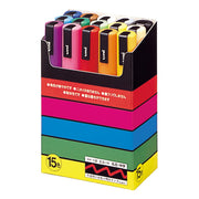 POSCA Water-Based Pigment Paint Markers PC-5M, Medium Round Tip 1.8 to 2.5 mm Line, 15-Colour Set 146 x 93 x 60 mm or 8-Colour Set 149 x 159 x 22 mm