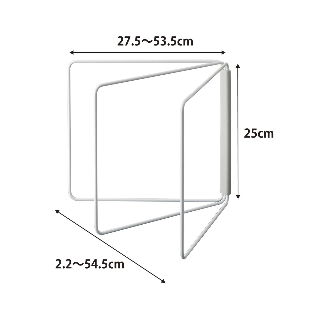 Yamazaki Plate Folding Dish Cloth Hanger, Steel Hanger that Folds Flat and Dries Three Cloths, 27.5 x 25 x 2.2 cm Folded and 500 g, White
