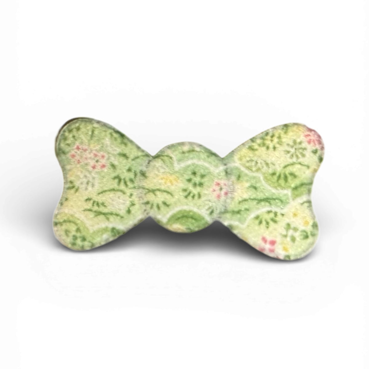 Japanese Chirimen Cloud and Flower Pattern No-Crease Hair Clip for Bangs, Made in Japan, 7 Shapes and 5 Colors