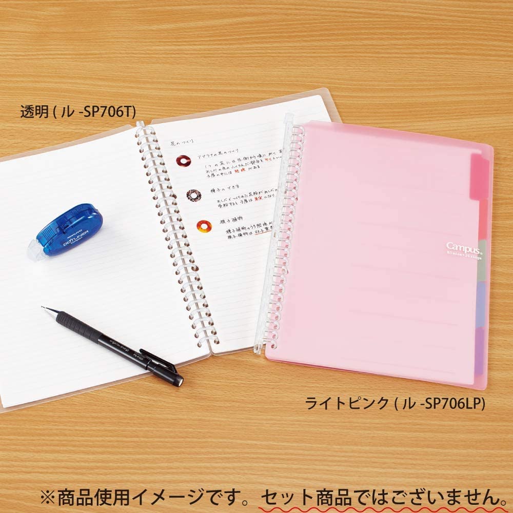 KOKUYO Campus Smart Ring Loose-Leaf Binder 60, Slim Fold-Back Cover B5 26-Hole for Up to 60 Sheets, 270 x 208 x 17 mm, Clear, Pink, Blue, Mint, Taupe, Pastel Patterns