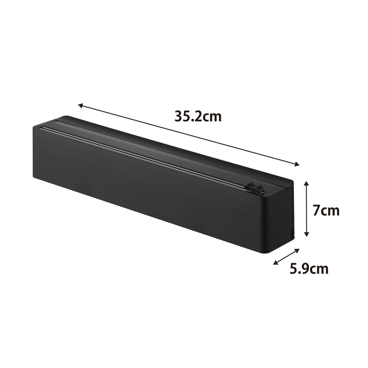 Yamazaki Tower Magnet Wrap Case with Slide Cutter, Holds Wrap or Foil Up to 31 cm Wide, 35.2 x 5.9 x 7 cm and 435 g, Black or White