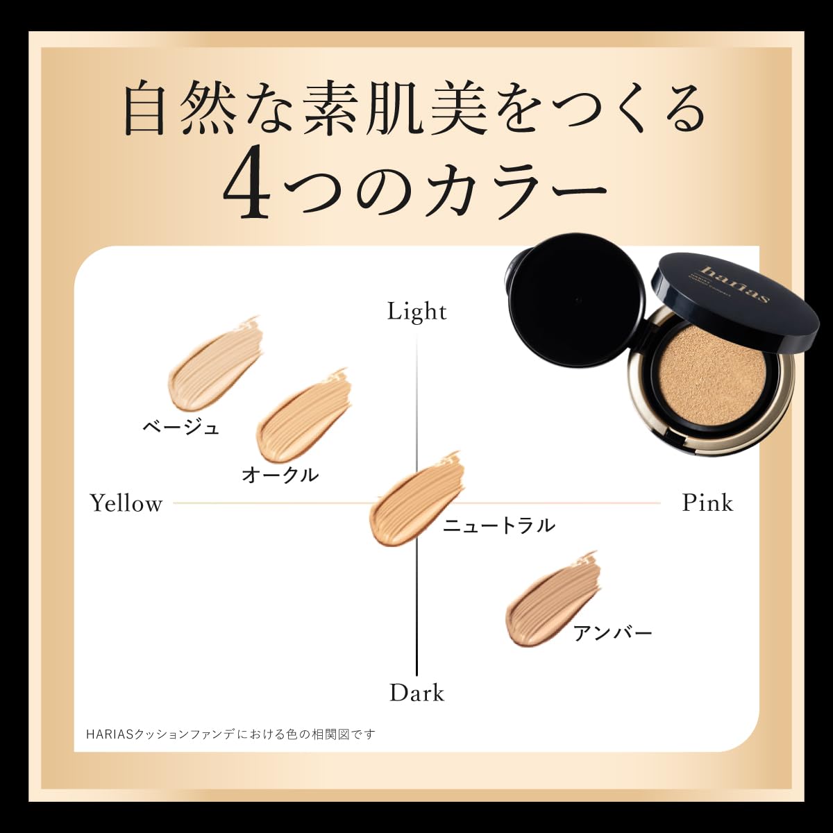 HARIAS Medicated Cushion Foundation SPF50+ PA+++ — detail shot of main packaging