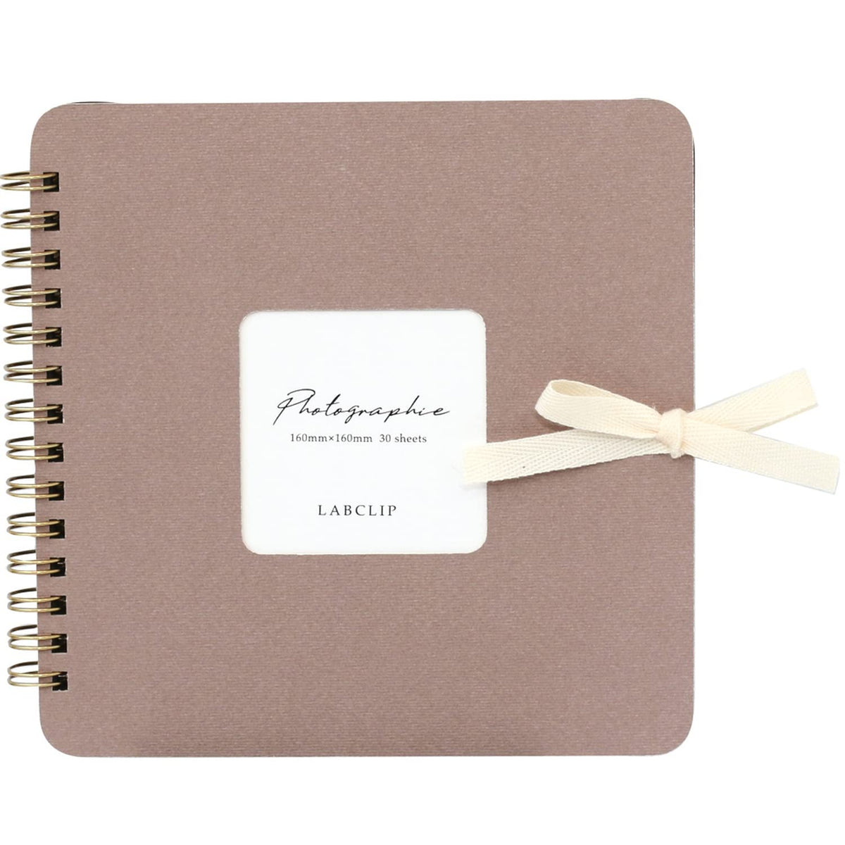 LABCLIP Square Ring Scrapbook SCSQ, 30 Paper Mount Sheets with Window Cover and Ribbon, 162 x 162 x 18 mm, 8 Colours