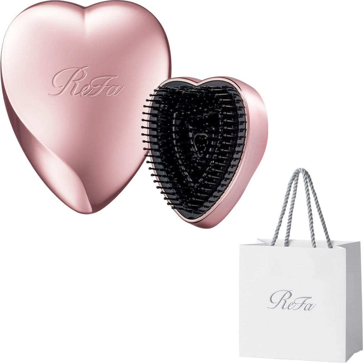 Heart Brush Mini, Heart-Shaped Compact Hair Brush with Three-Segment Pins and Travel Pin Cover, Rose Gold, Champagne Gold, Silver or Silver Sky