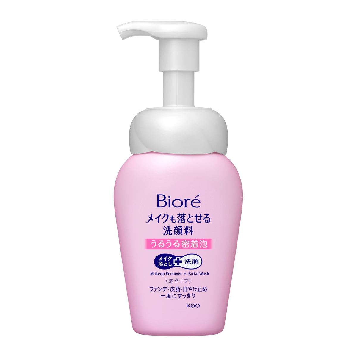 Bioré Makeup-Removing Foam Face Wash, Dense Adhesion Foam Pump with Fruity Rose Scent, 160 mL