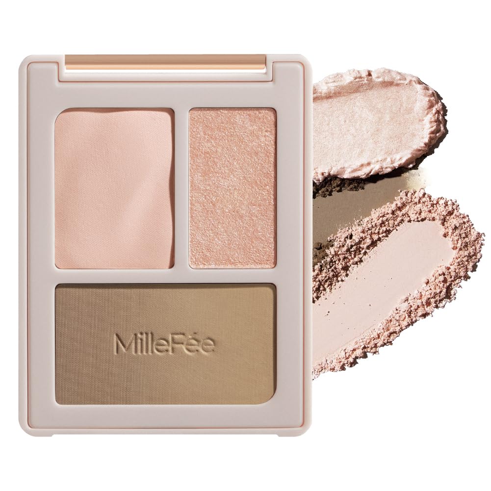 Perfect Contour Palette, Matte Highlight, Glow Highlight and Shading Face Palette with Mirror, 4 Shades