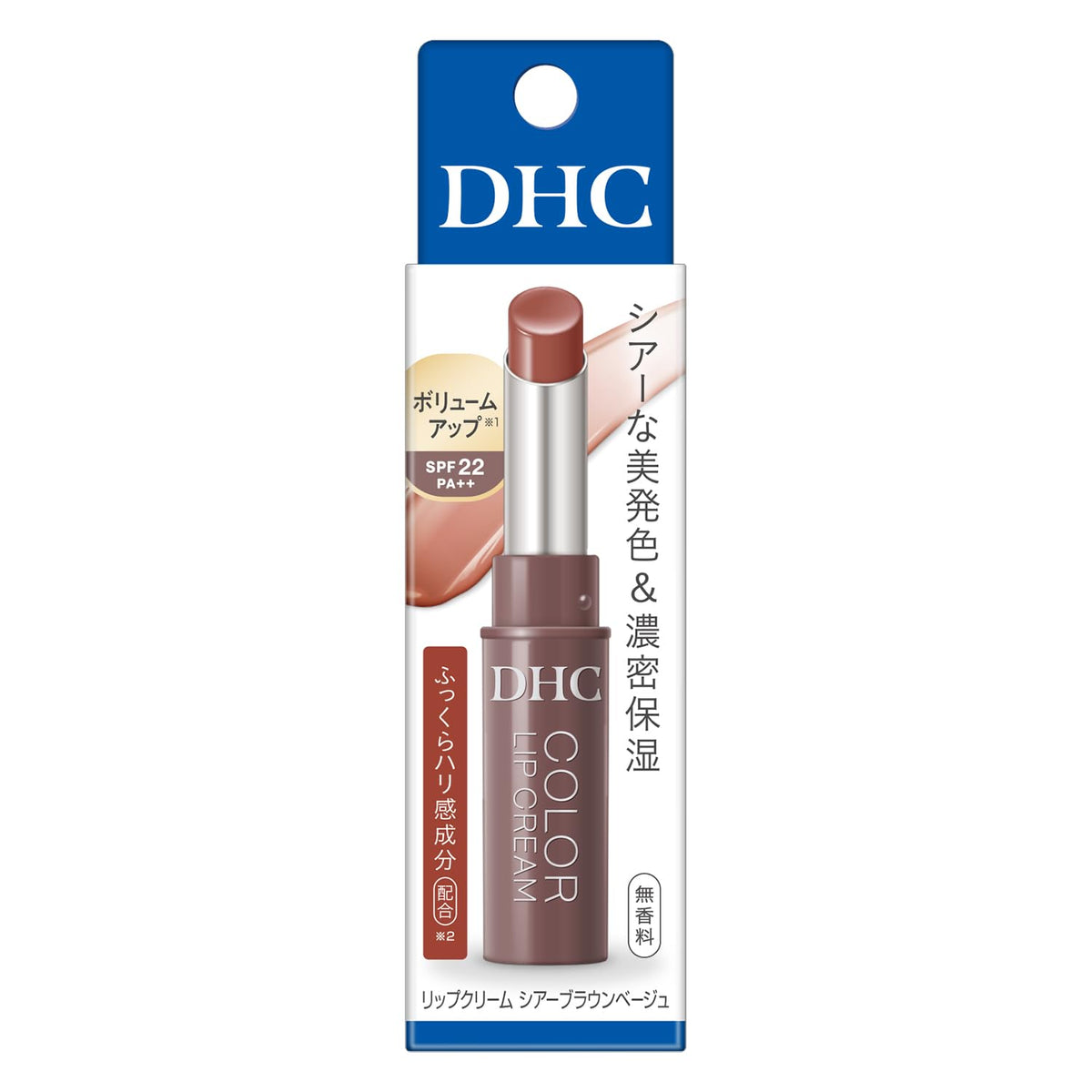 DHC Color Lip Cream Sheer Brown Beige, Tinted Lip Balm with Virgin Olive Oil and Plumping Ingredients, SPF22 PA++, Fragrance-Free, 1.5 g