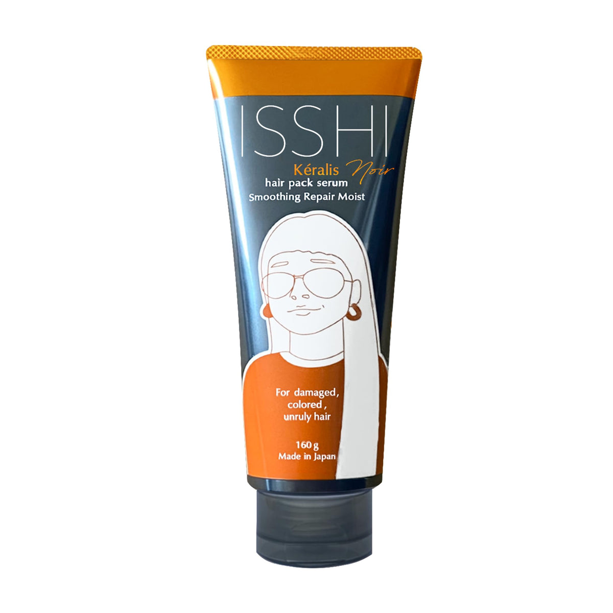 ISSHI Keralis Noir Hair Pack Serum 160 g, Acid-Heat Smoothing Treatment for Damaged, Colored and Frizzy Hair with Low-Molecular Keratin, Levulinic Acid and Hematin, Made in Japan