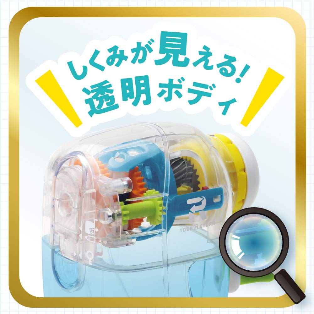 Sonic Toga Return Manual Pencil Sharpener EK-4297, Transparent Body with Auto-Eject Return Mechanism and Large Dust Case, for Hexagonal, Triangular and Round Pencils, About 84 x 121 x 141 mm