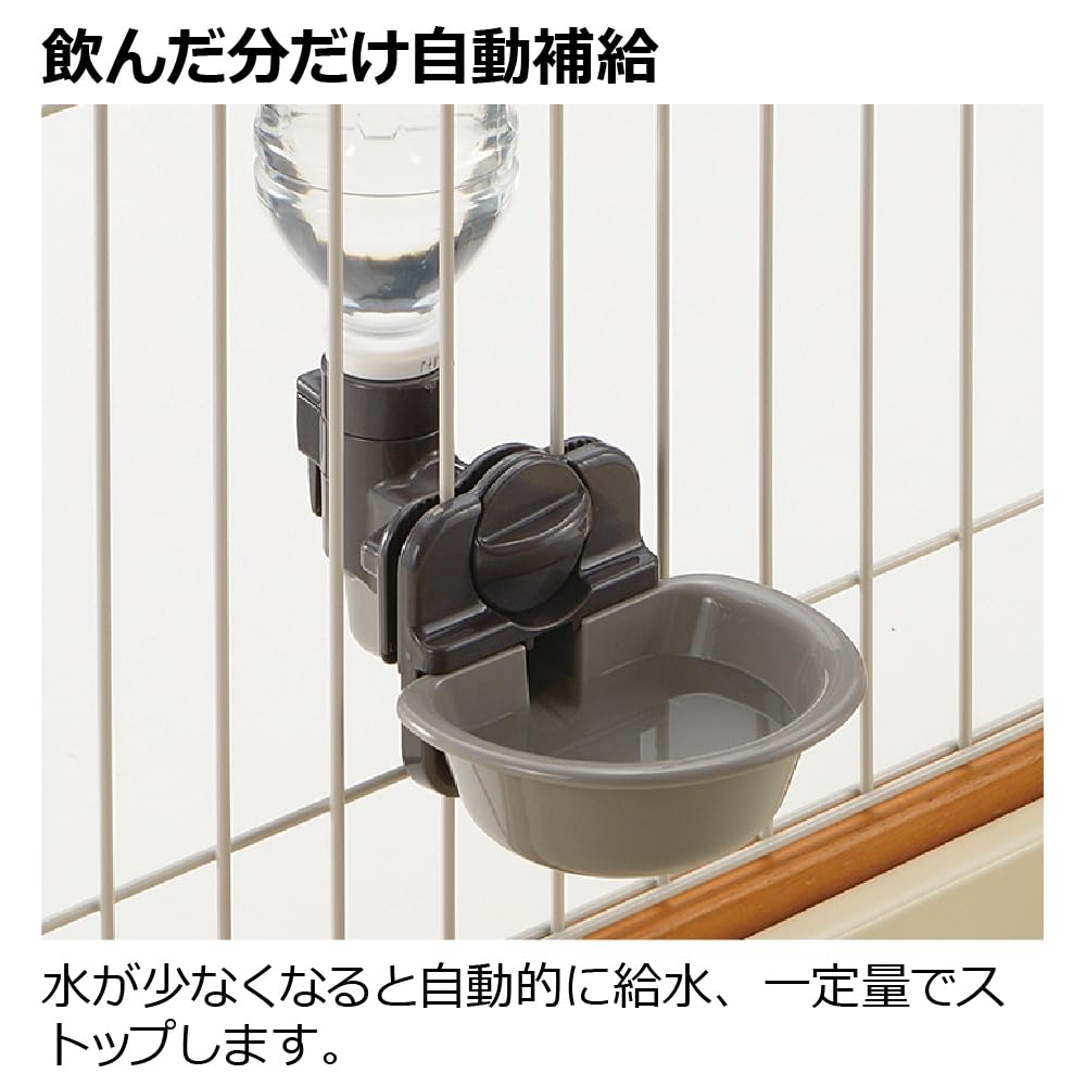 Richell Cat Water Dish S White 11.9 x 17.5 x 9.6 cm, Cage-Mounted Pet Water Bowl That Refills from a Bottle, 110 mL, Fits Wire 2.8 to 5 mm