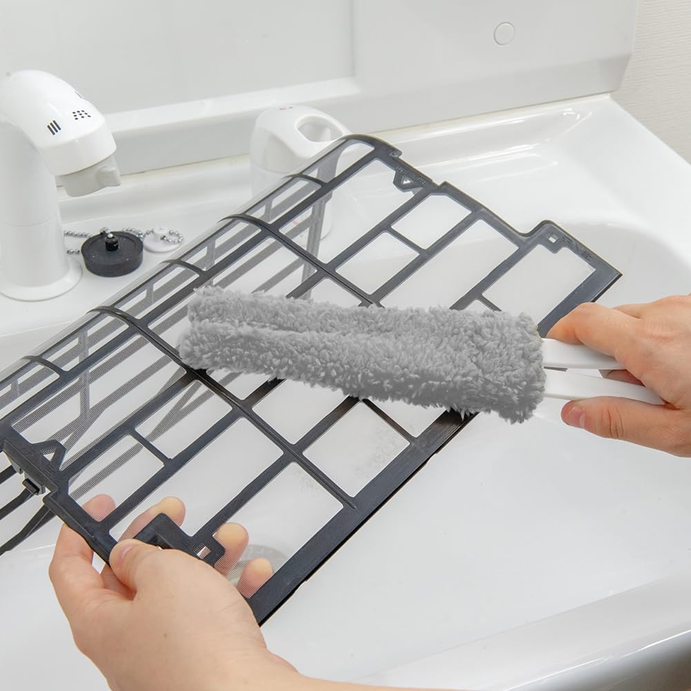 Azuma Air Conditioner Gap Cleaner Body, Washable Mop Head Wipes Mould and Dust from Vents and Louvres, About 15.5 cm Head, Grey