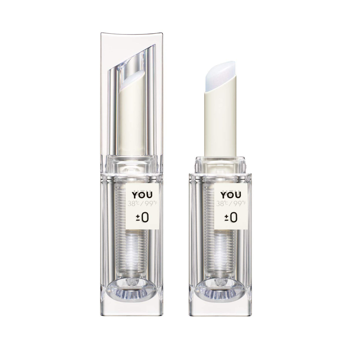 UZU BY FLOWFUSHI 38°C / 99°F Lip Balm Stick YOU, Clear Hologram Sheer Semi-Gloss, Fragrance-Free, Low Irritation, 3.8 g