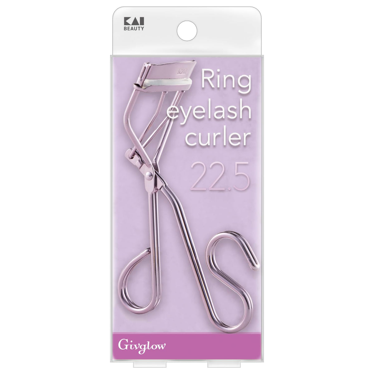 KAI Givglow Ring Eyelash Curler, Easy-Grip Ring Handle with Double Wire and Soft Milky Silicone Pad, R19.5, R21 or R22.5 for Your Eye Shape