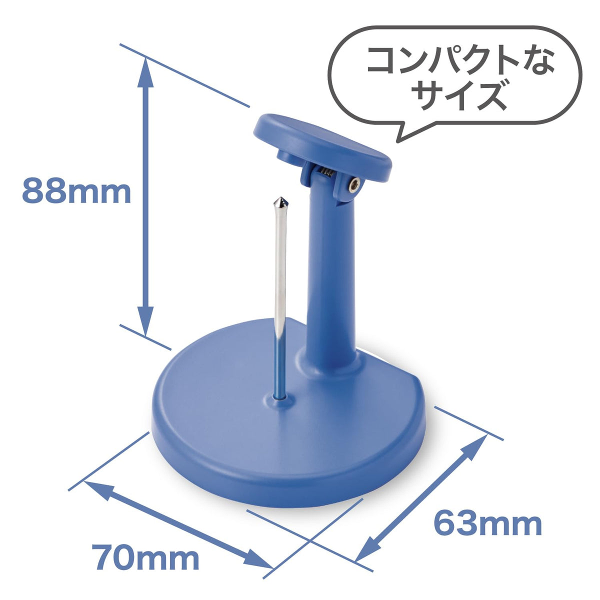 Open Kogyo Slip Spike SF-333 Small and SF-100 Large, Weighted Receipt Spindle with Rounded Needle Tip and Spring Head in Recycled ABS, Black or Blue, Single or Set of 2, Made in Japan